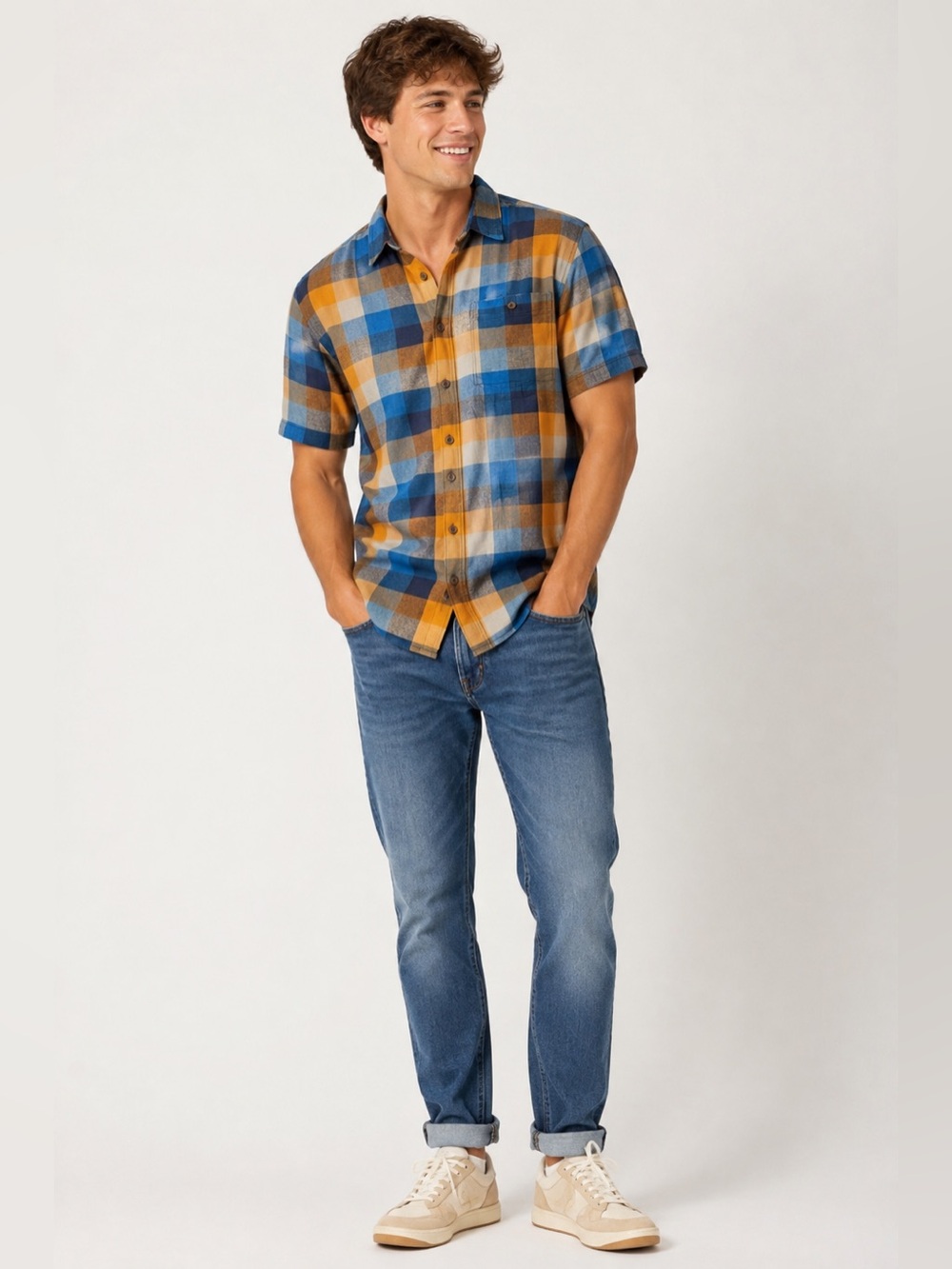 Woolrich Plaid Cotton Button Up Short Sleeve Shirt. Men's Large. Lightweight. - Picture 8 of 8